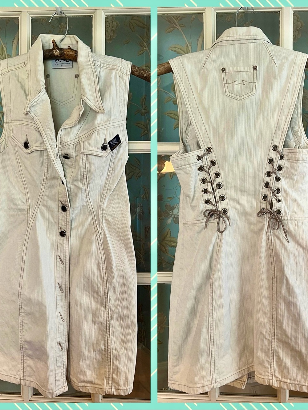Parasuco 1990 vintage Lace-Up ribbed Denim Dress